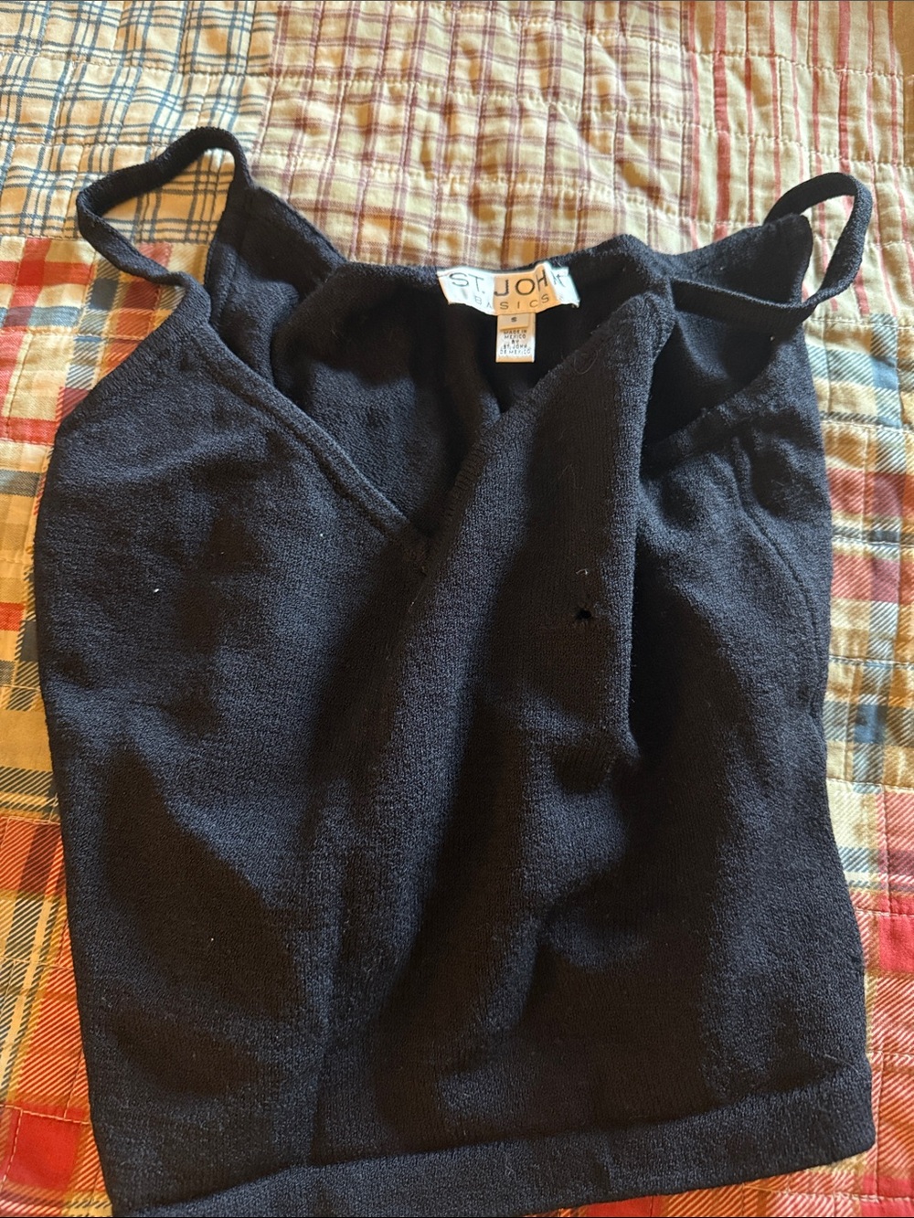 St. John Black Knit Cami with Thin Straps